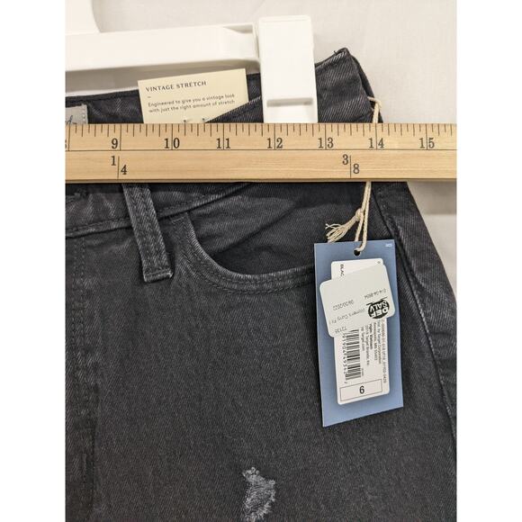 Universal Thread Curvy Jeans 6 Black Vintage Stretch Straight Leg Denim Cropped - Picture 7 of 13